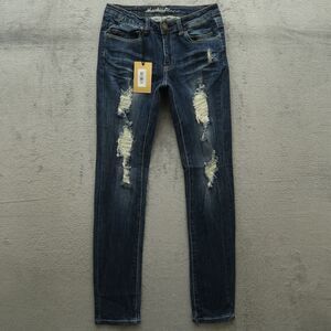 Machine Jeans Women's Size 28 Blue Low-Rise Skinny Denim 30.5" Inseam Distressed